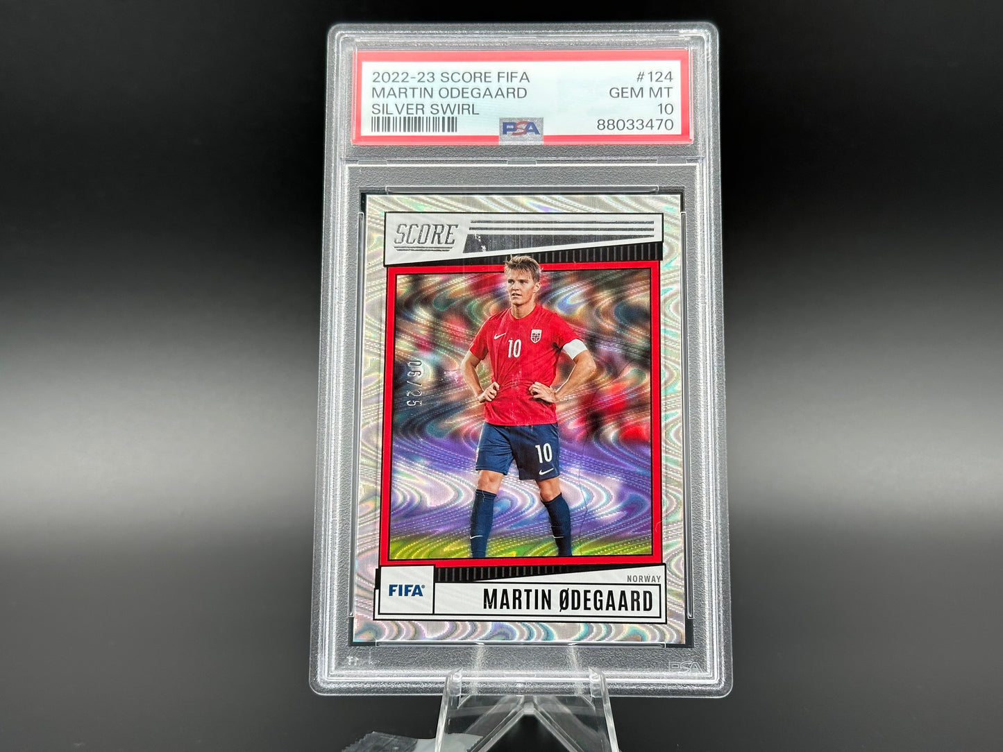 Martin Odegaard 2022-23 Fifa Score Silver Swirl 06/25 PSA 10