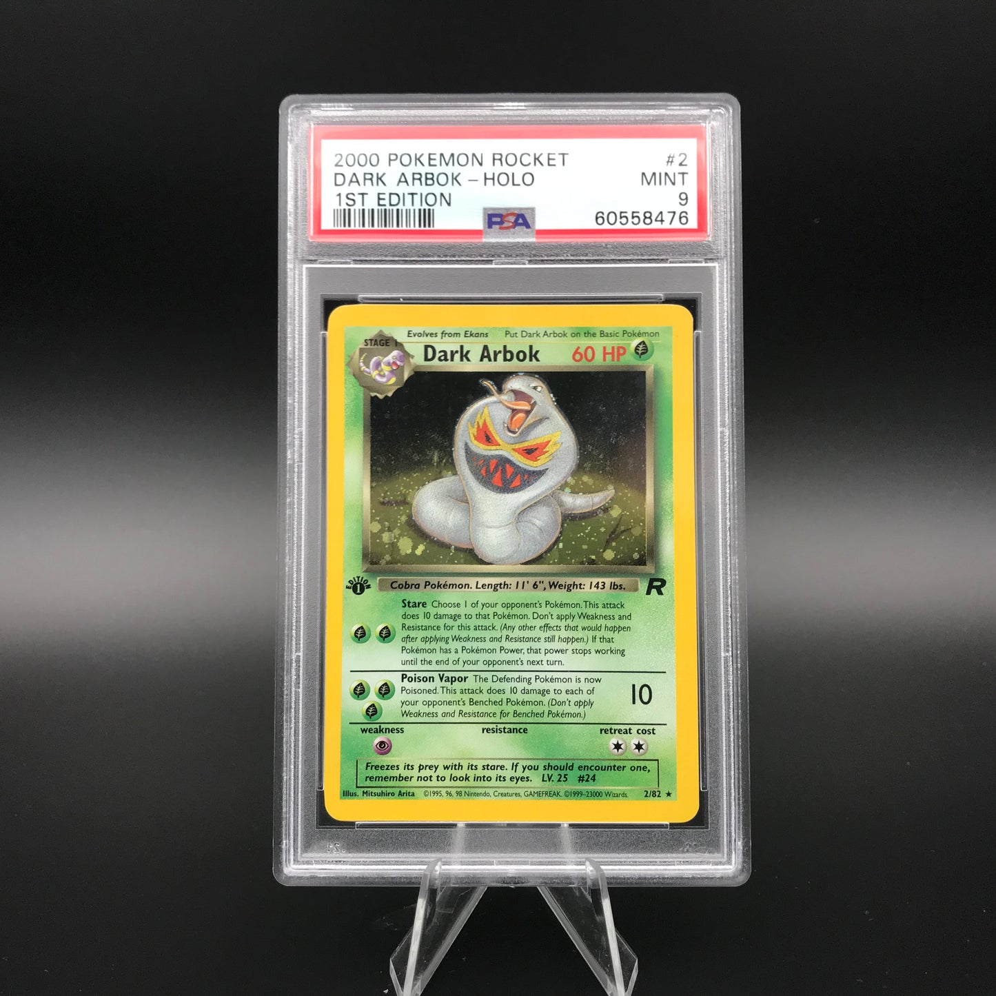 Dark Arbok holo Team Rocket 1ère édition PSA 9