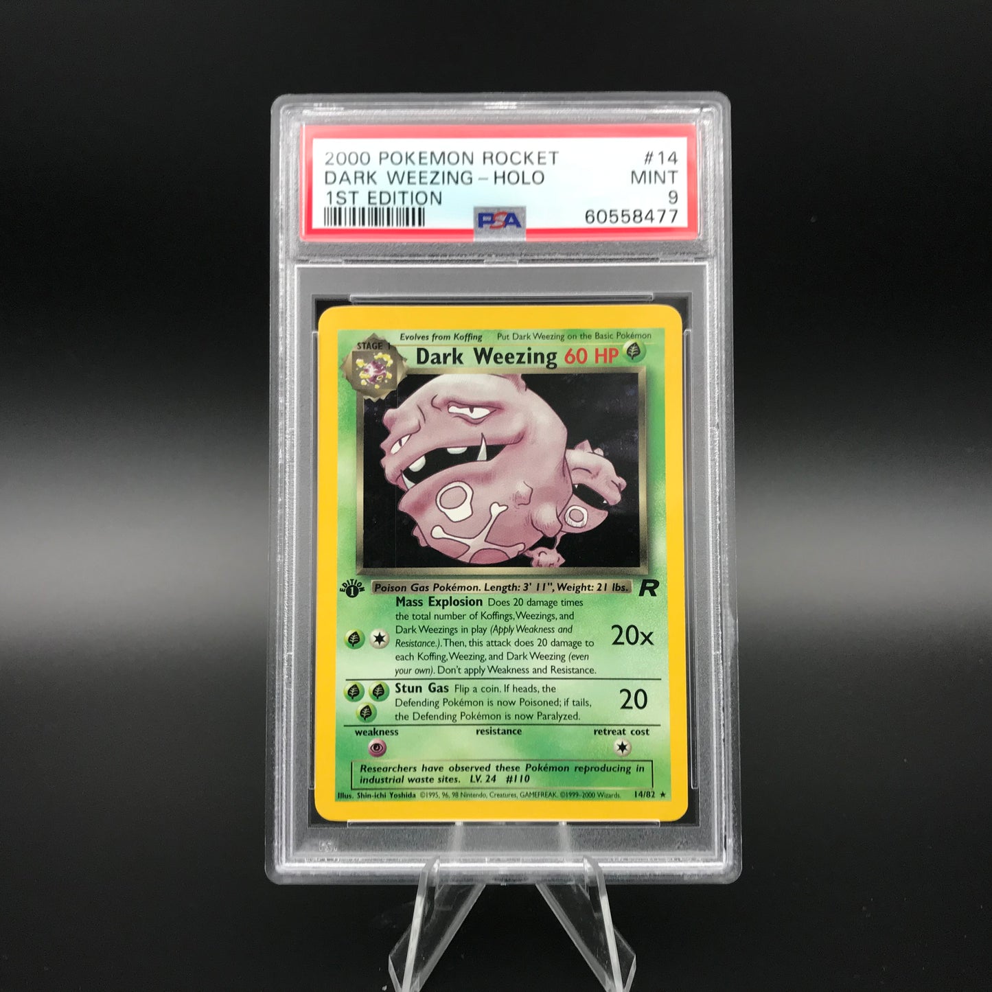 Dark Weezing holo Team Rocket 1. Edition PSA 9