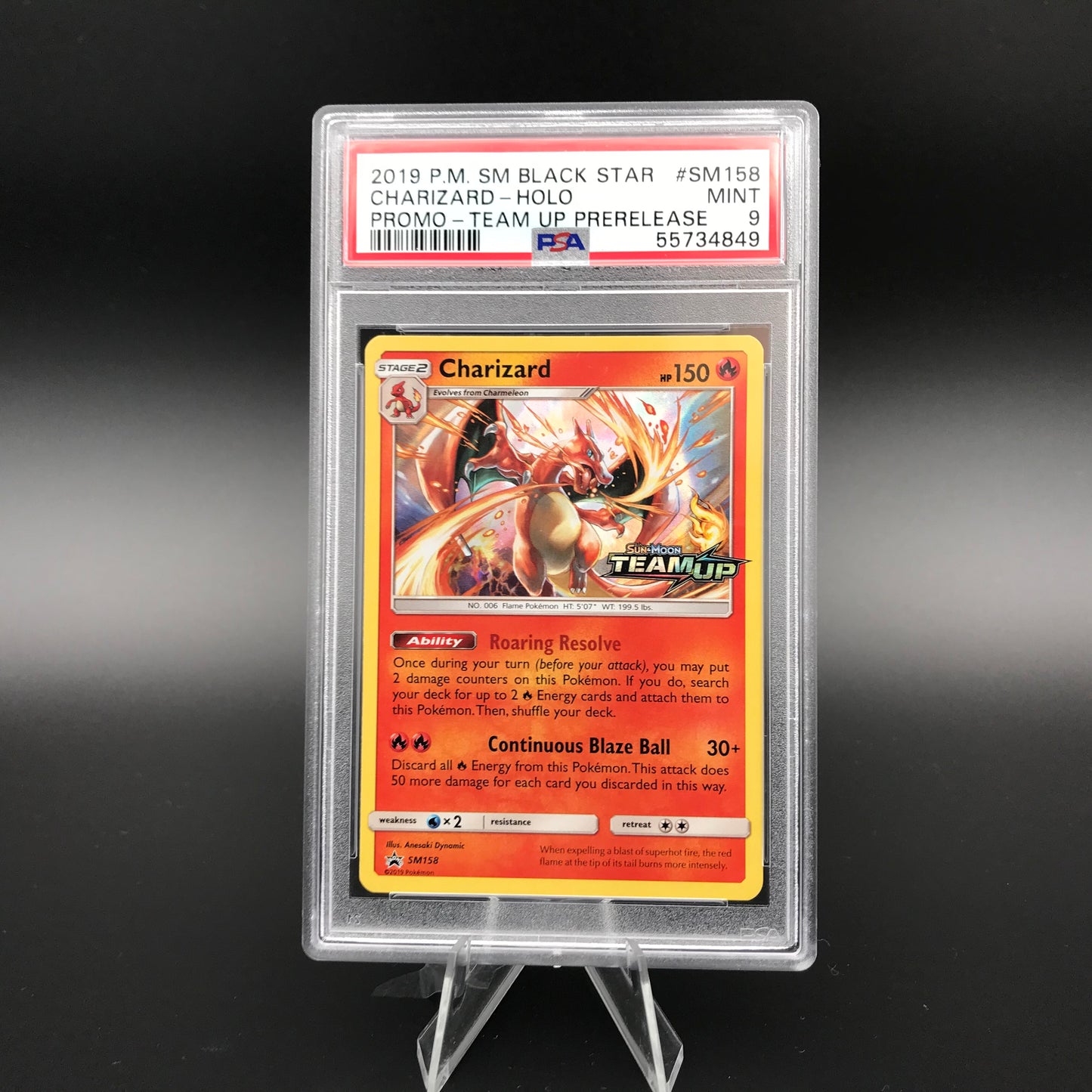 Charizard holo Team Up Prerelease PSA 9