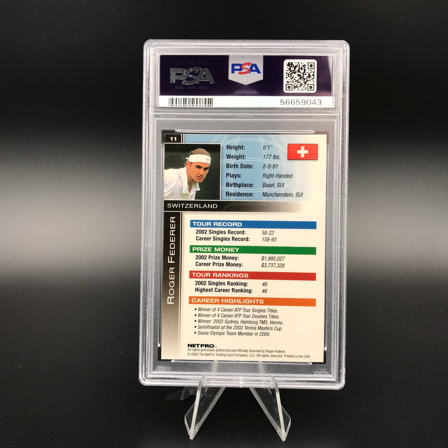 Roger Federer International Series Netpro PSA 9