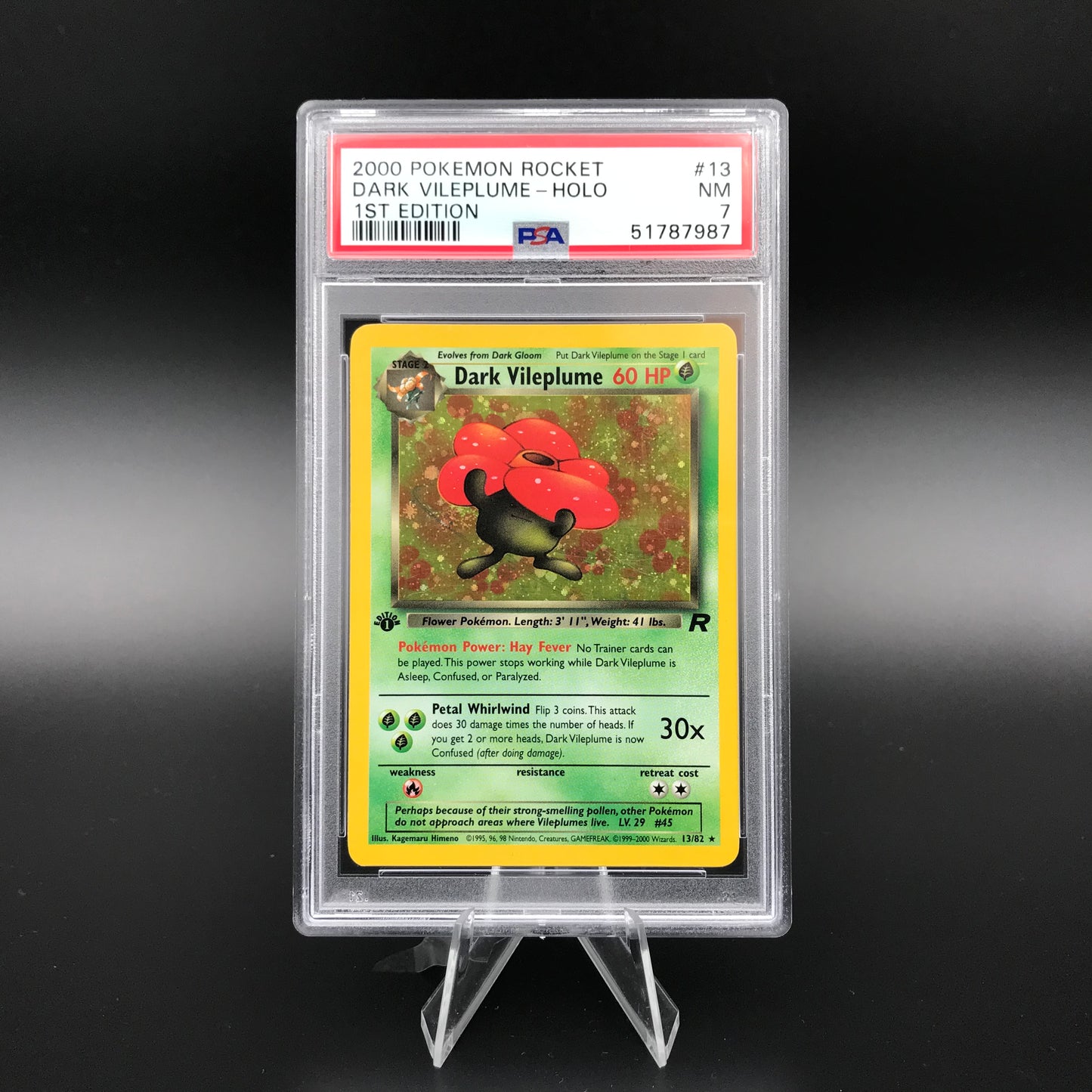 Dark Vileplume holo Team Rocket 1ère édition PSA 7