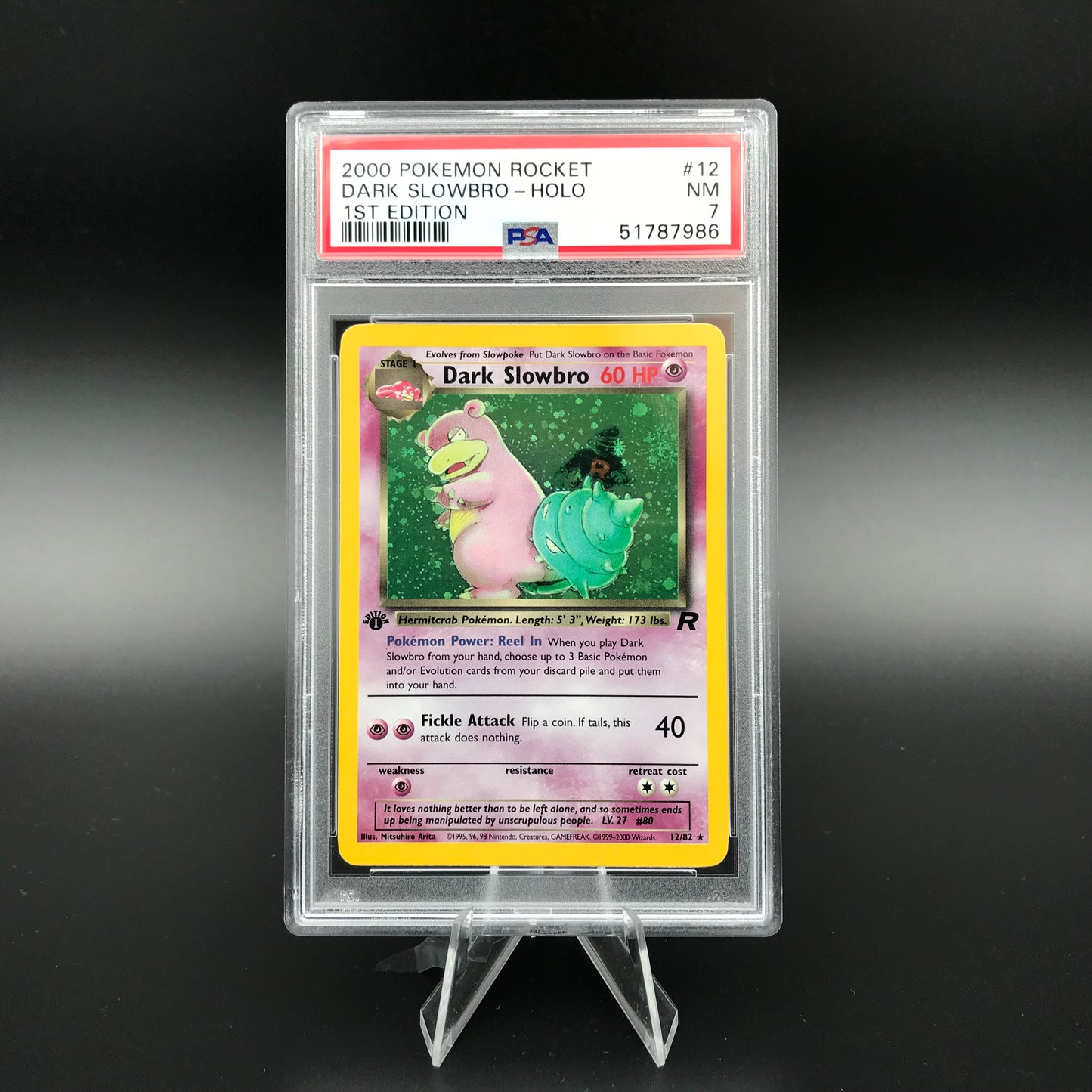 Dark Slowbro olografico Team Rocket prima edizione PSA 7