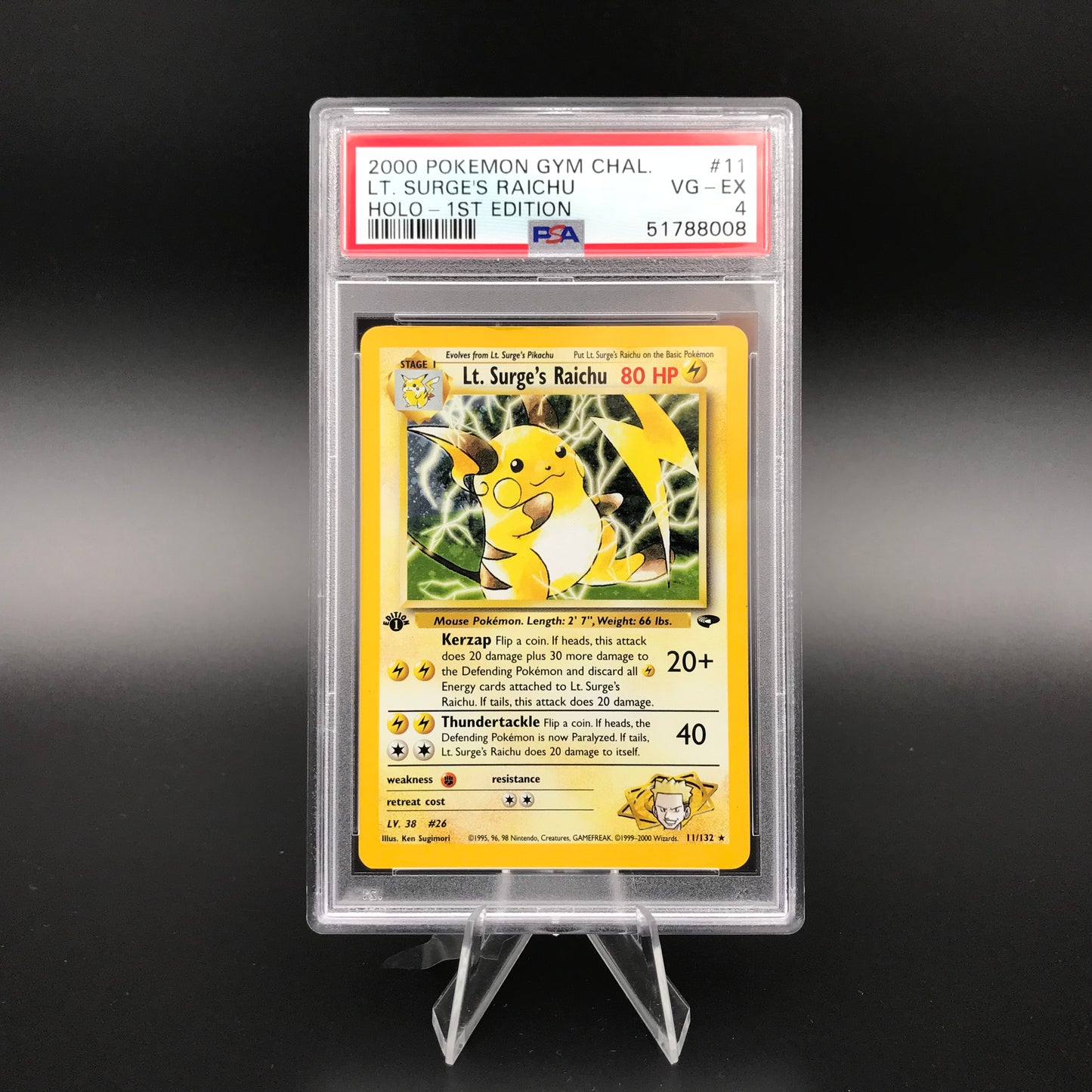 Tenente Surge's Raichu holo Gym Challenge 1a edizione PSA 4