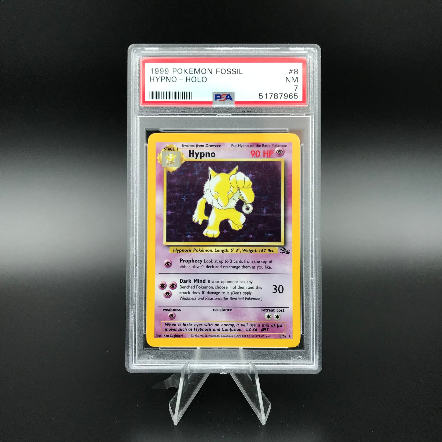 Hypno holo Fossil PSA 7