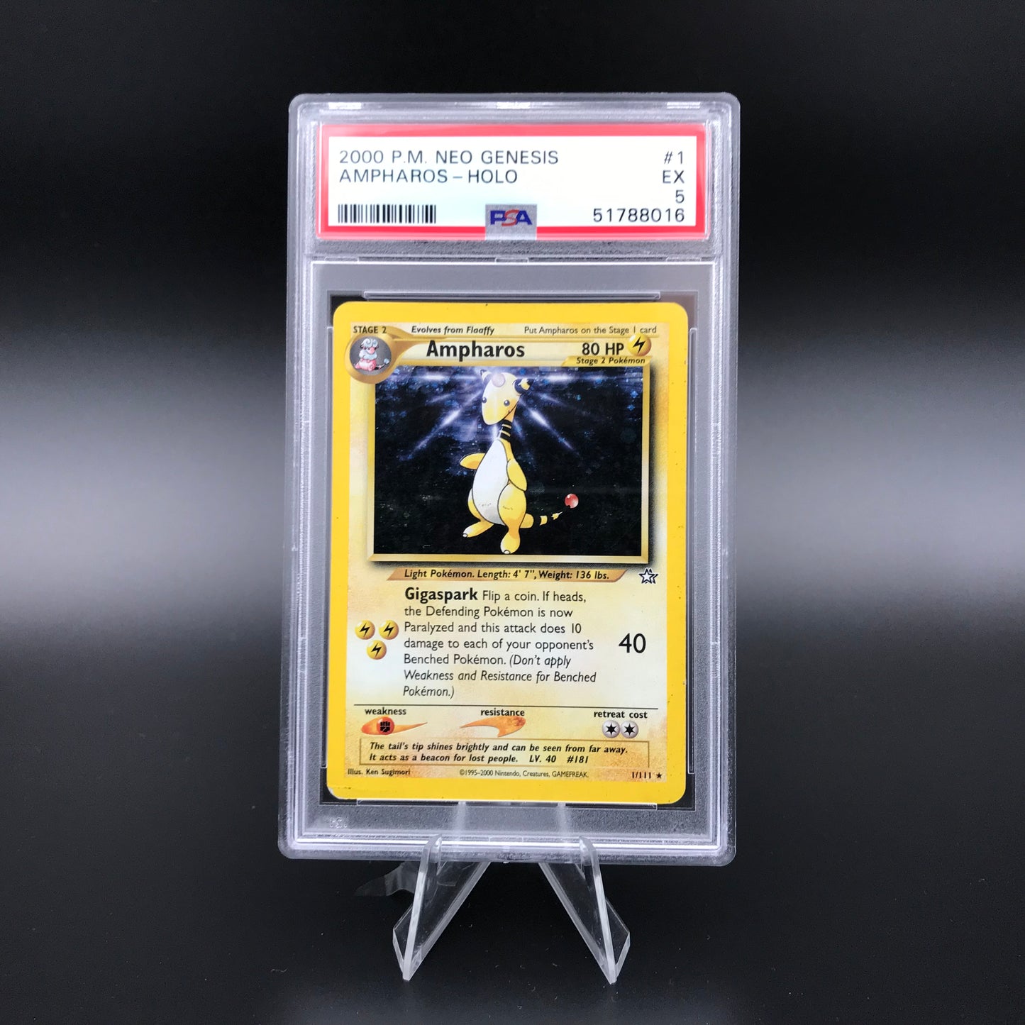 Ampharos holo Neo Genesis PSA 5