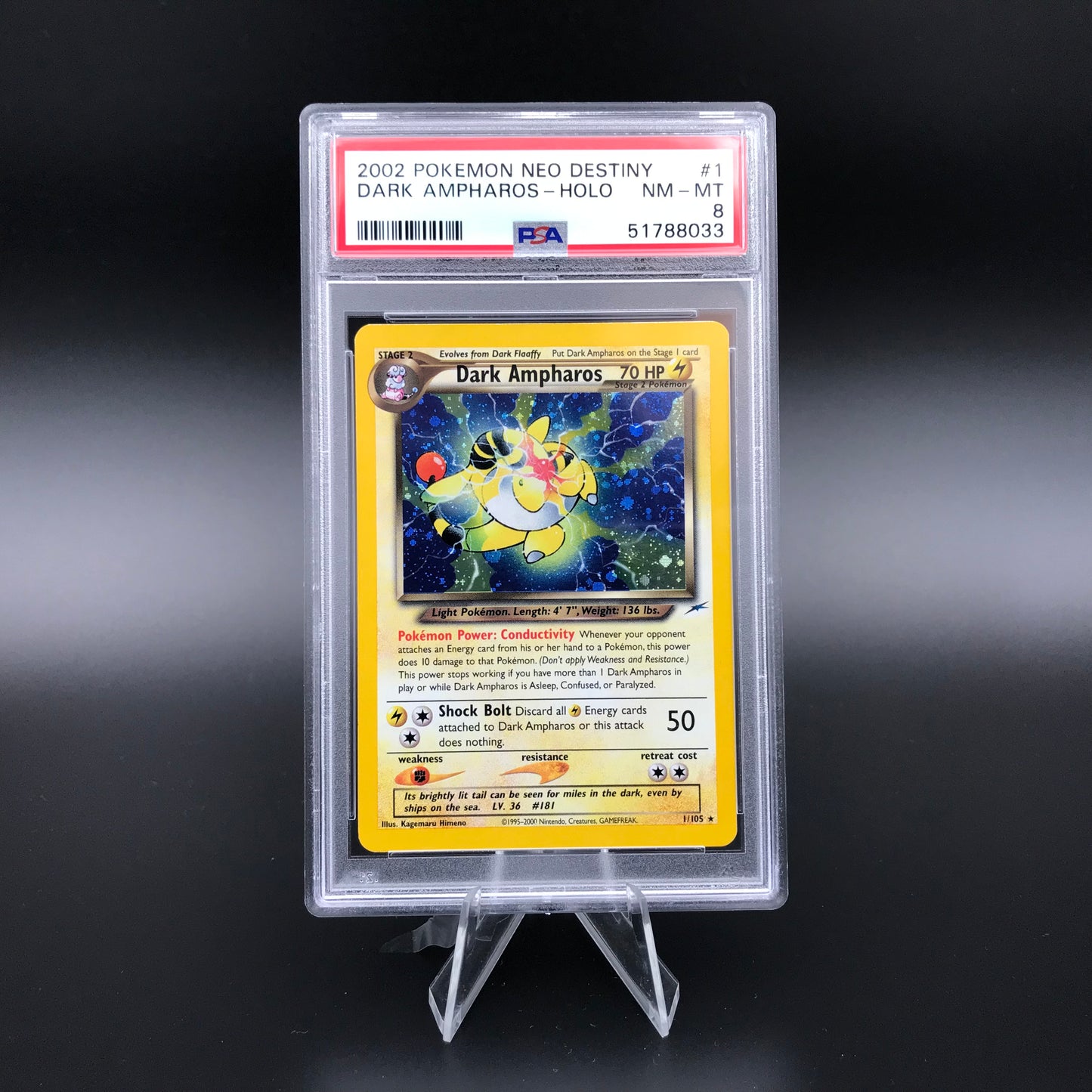 Ampharos sombre holo Neo Destiny PSA 8