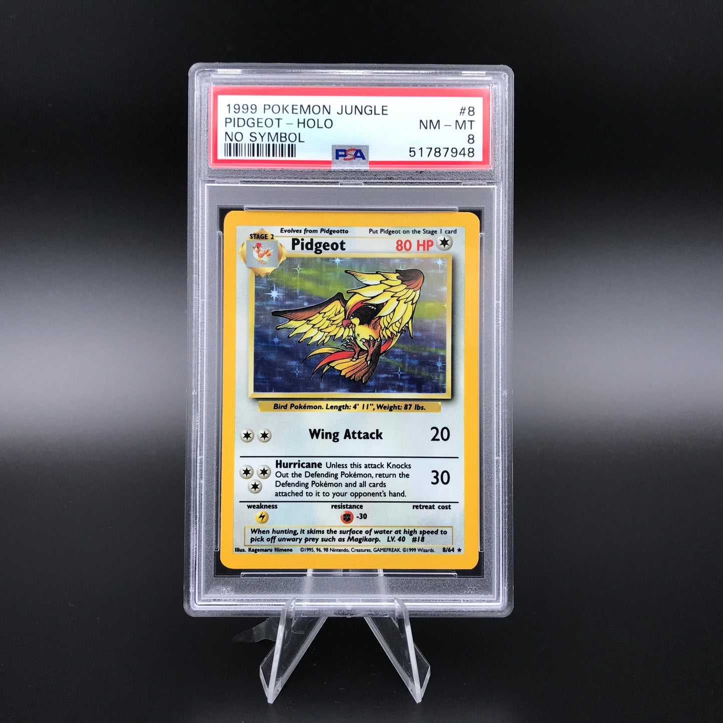 Pidgeot holo Jungle Aucune erreur de symbole PSA 8