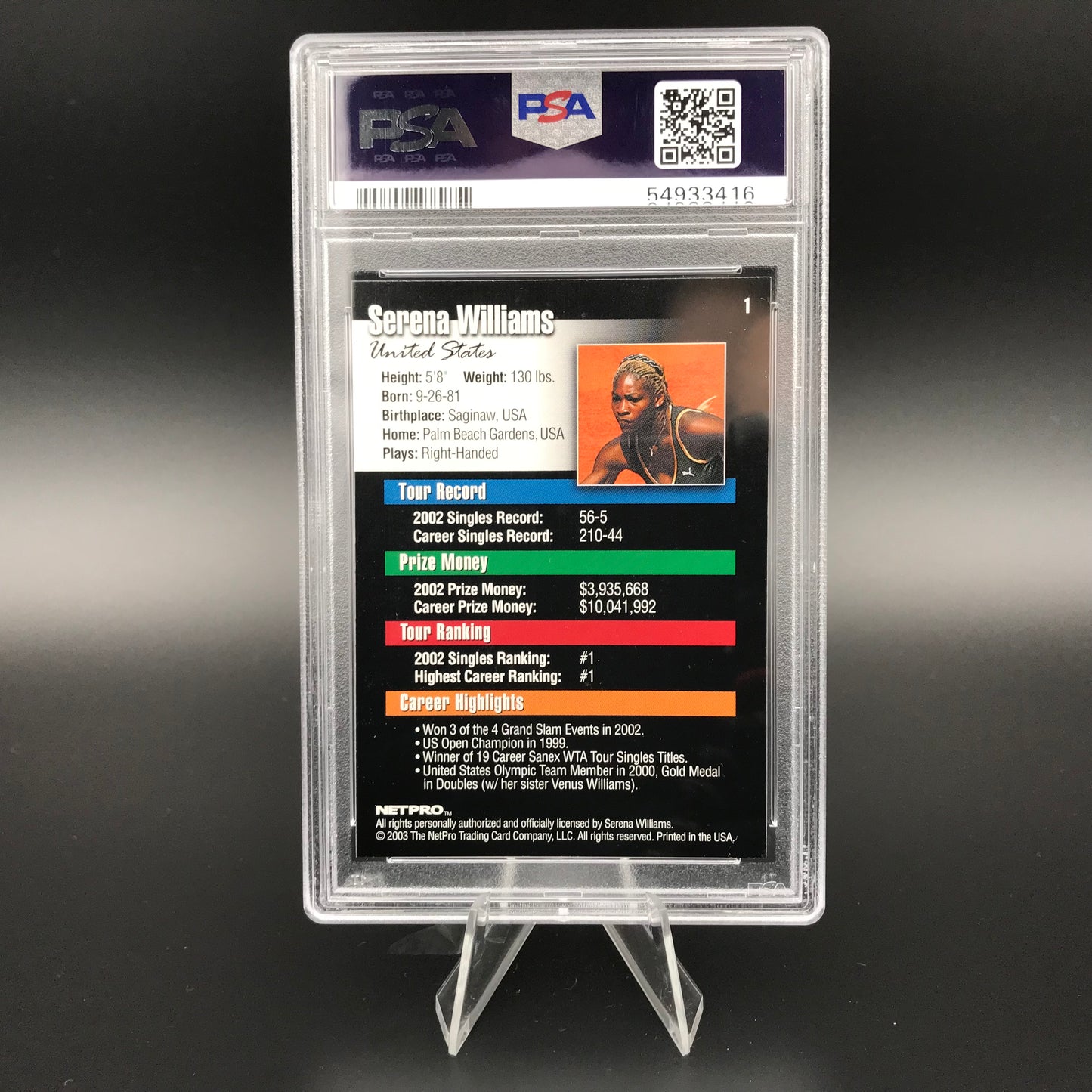 Serena Williams Netpro PSA 10