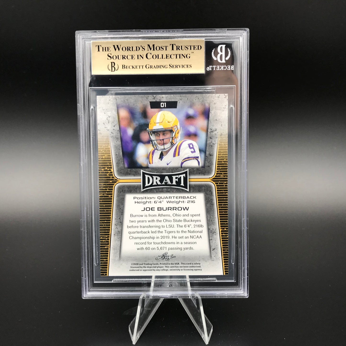 Joe Burrow Leaf Draft Rookie BGS 9.5