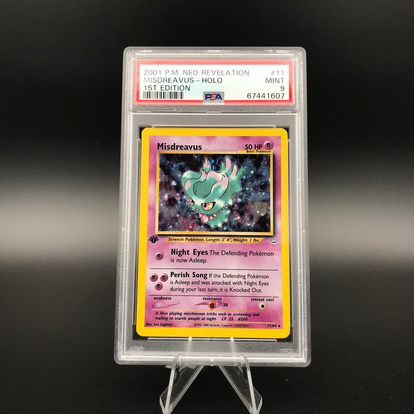 Misdreavus holo Neo Revelation 1. Edition PSA 9