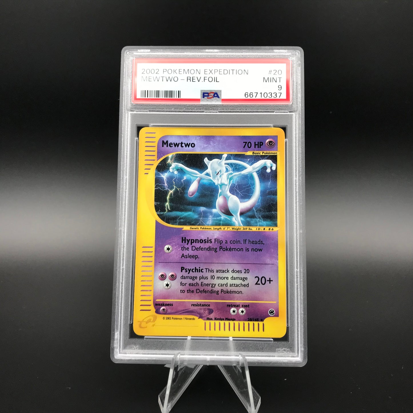 Mewtwo holo inversé Expédition PSA 9