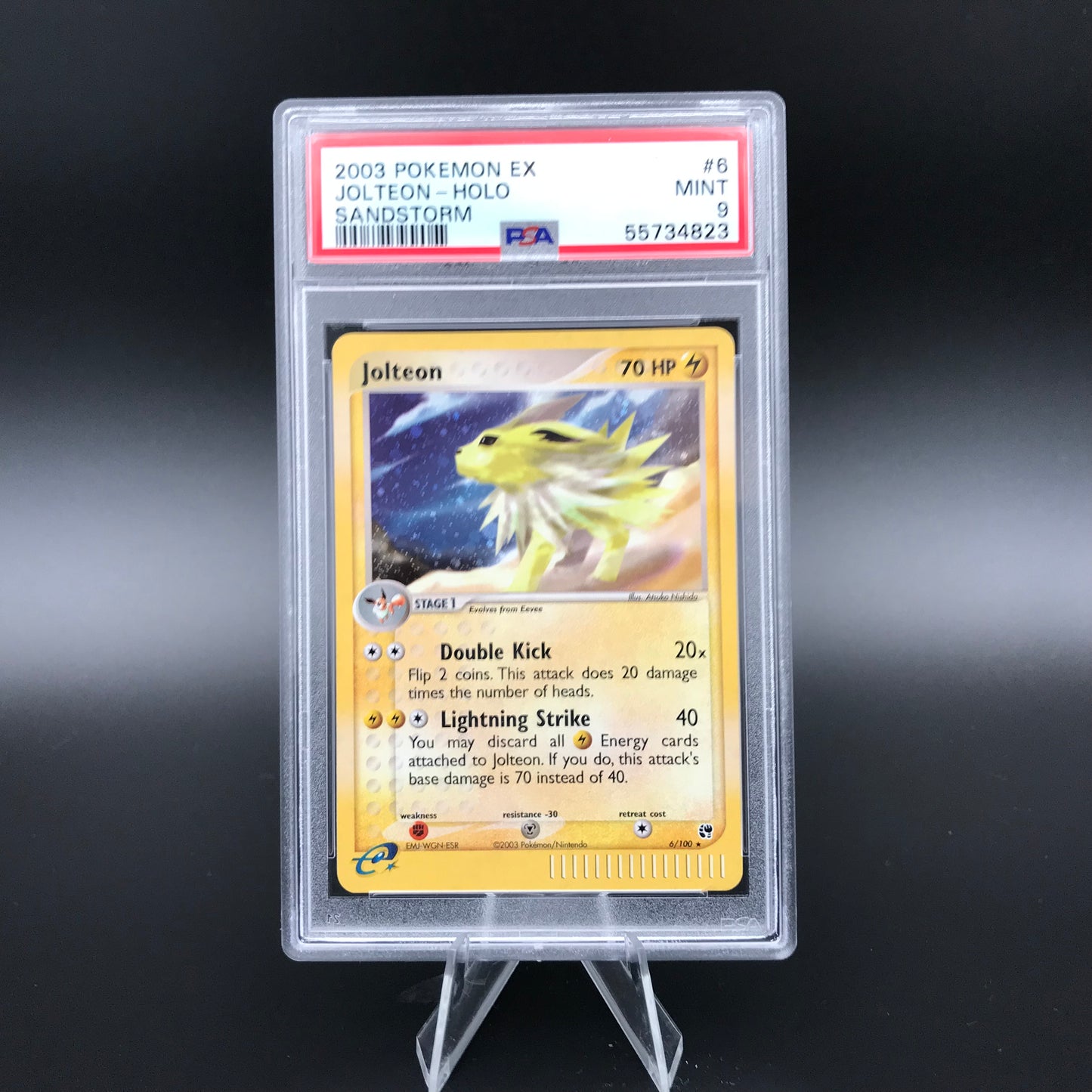 Jolteon holo Ex Tempête de Sable PSA 9