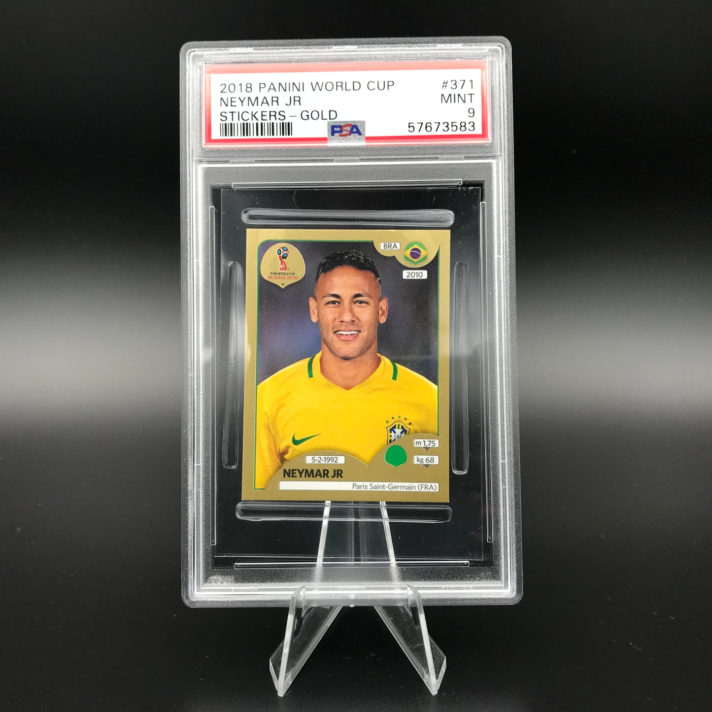 Neymar JR Panini Coupe du Monde 2018 Édition Suisse #371 Autocollant PSA 9