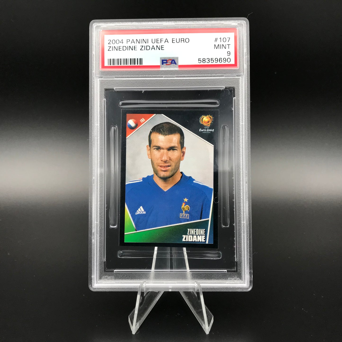 Zinedine Zidane Panini Euro 2004 #107 Autocollant PSA 9