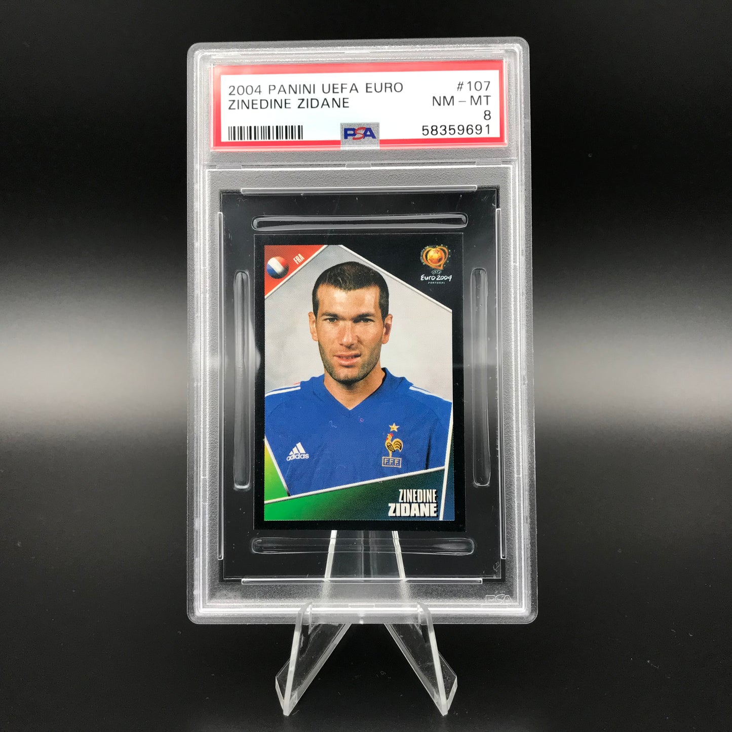 Zinedine Zidane Panini Euro 2004 #107 Adesivo PSA 8