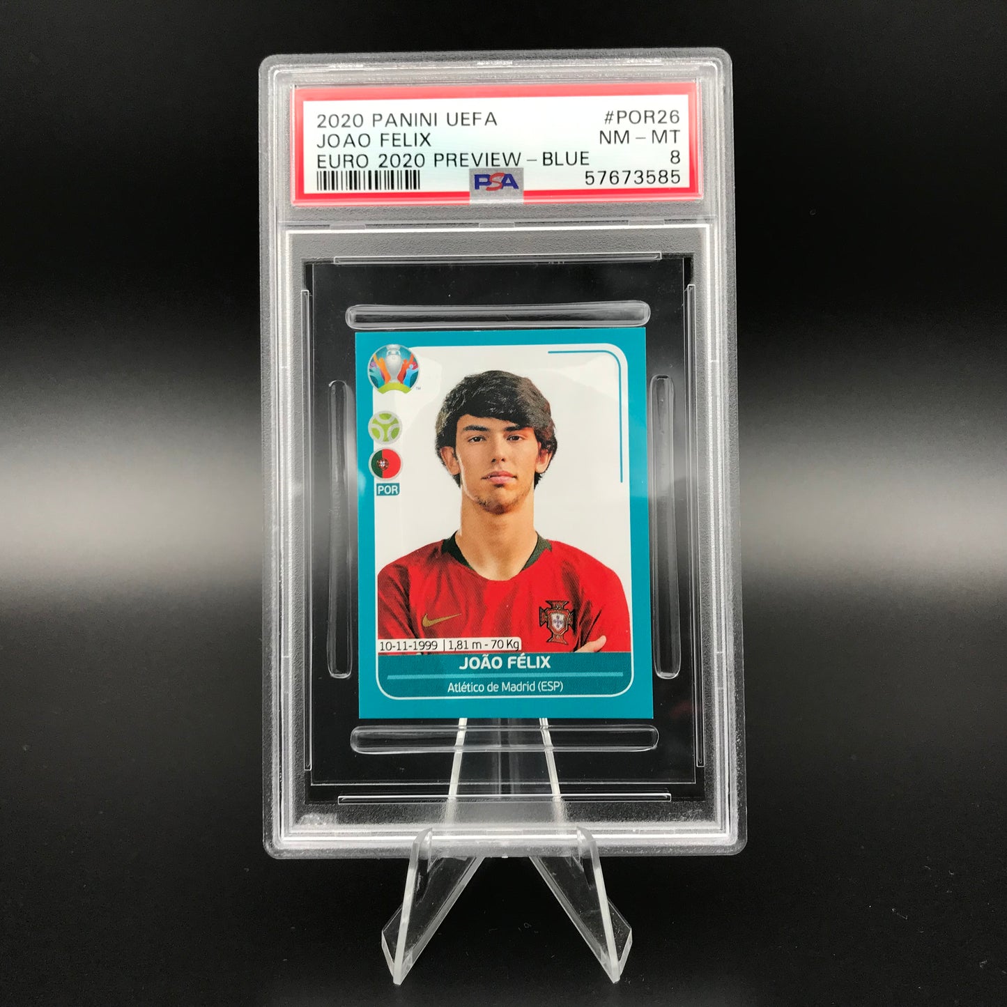 Joao Felix Panini Euro 2020 #POR26 Sticker PSA 8