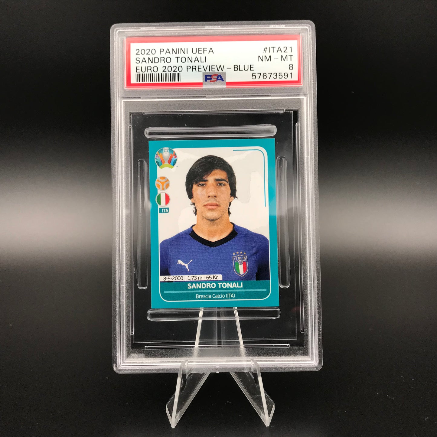 Sandro Tonali Panini Euro 2020 #ITA21 Sticker PSA 8