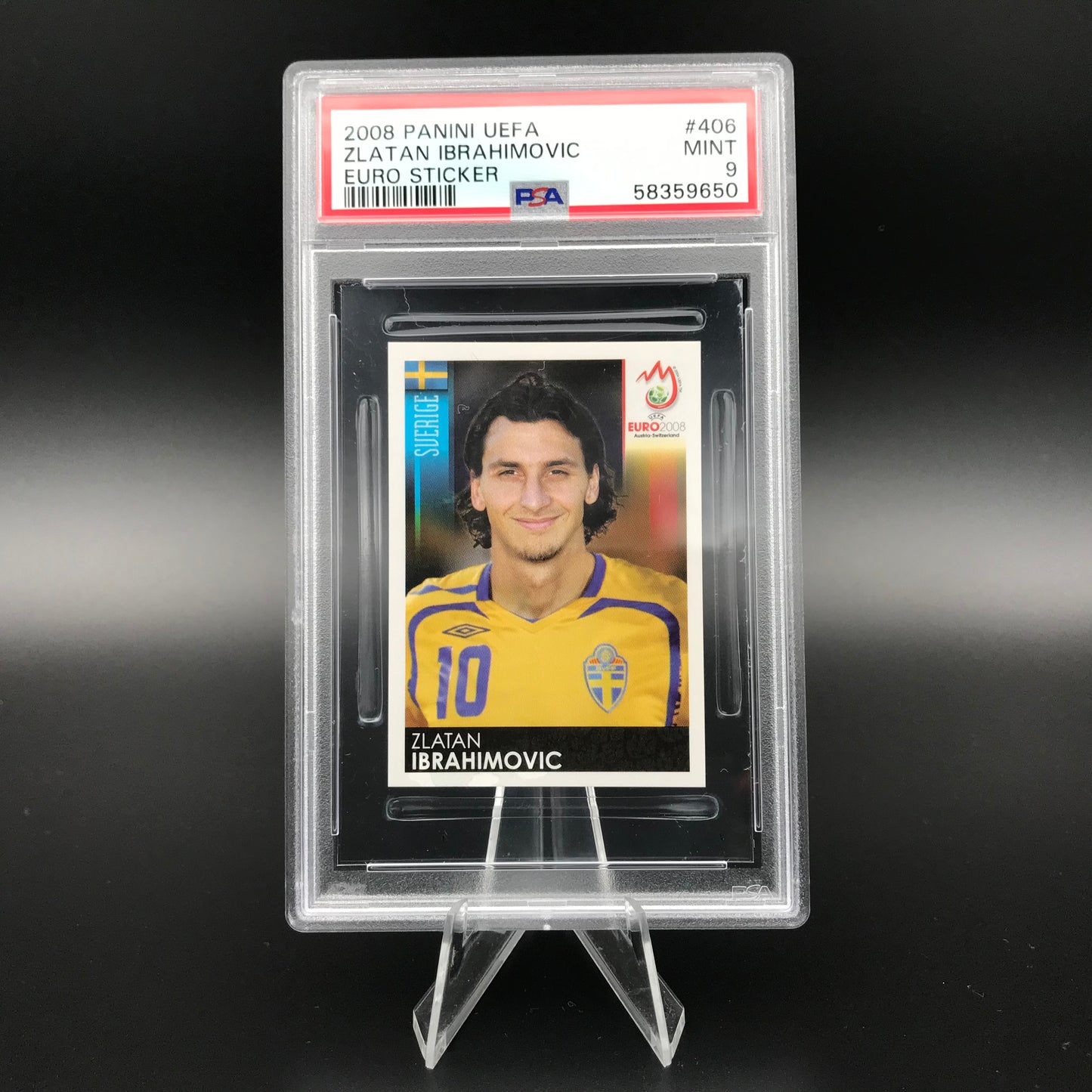 Zlatan Ibrahimovic Panini Euro 2008 #406 Adesivo PSA 9