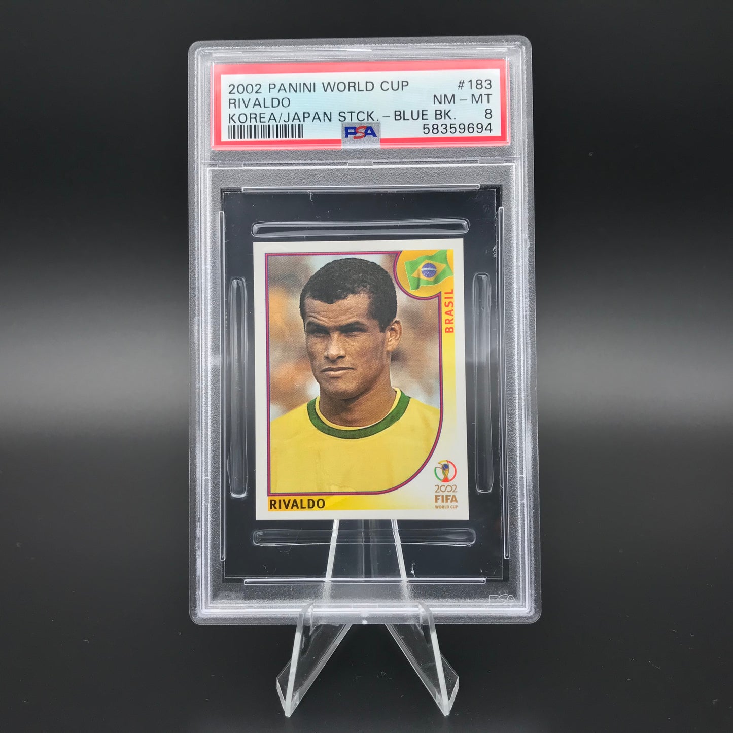 Rivaldo Panini World Cup 2002 #183 Sticker PSA 8