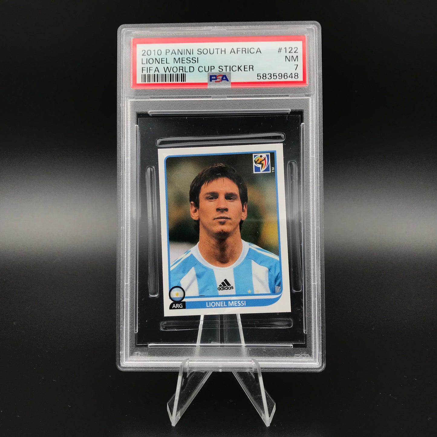 Lionel Messi Panini Coupe du Monde 2010 #122 Autocollant PSA 7