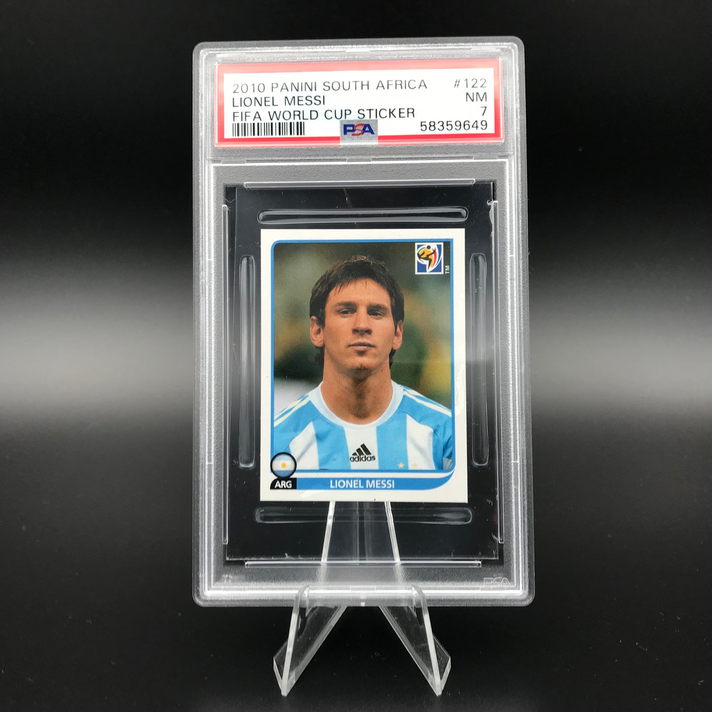 Lionel Messi Panini Coupe du Monde 2010 #122 Autocollant PSA 7