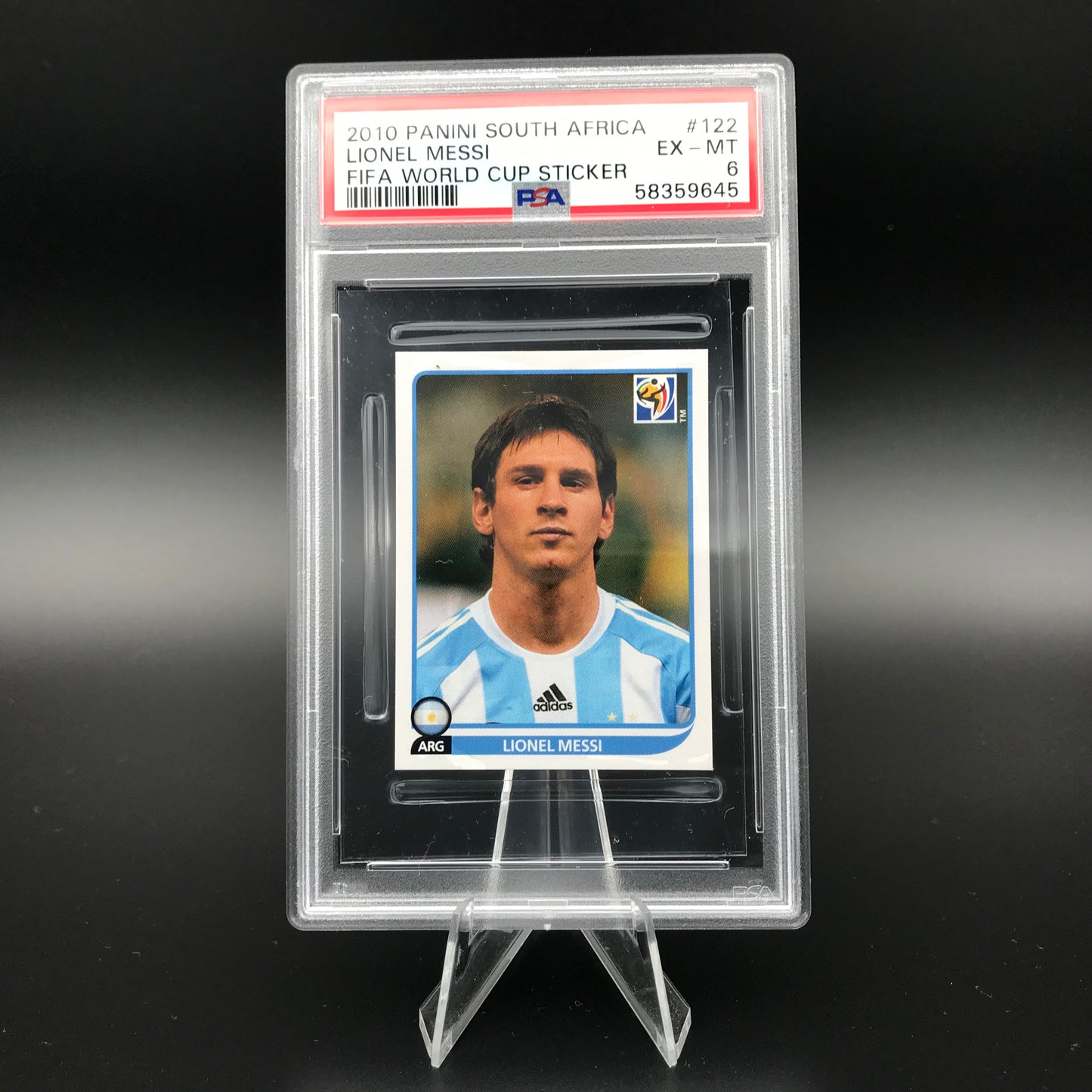 Lionel Messi Panini Coppa del Mondo 2010 #122 Adesivo PSA 6