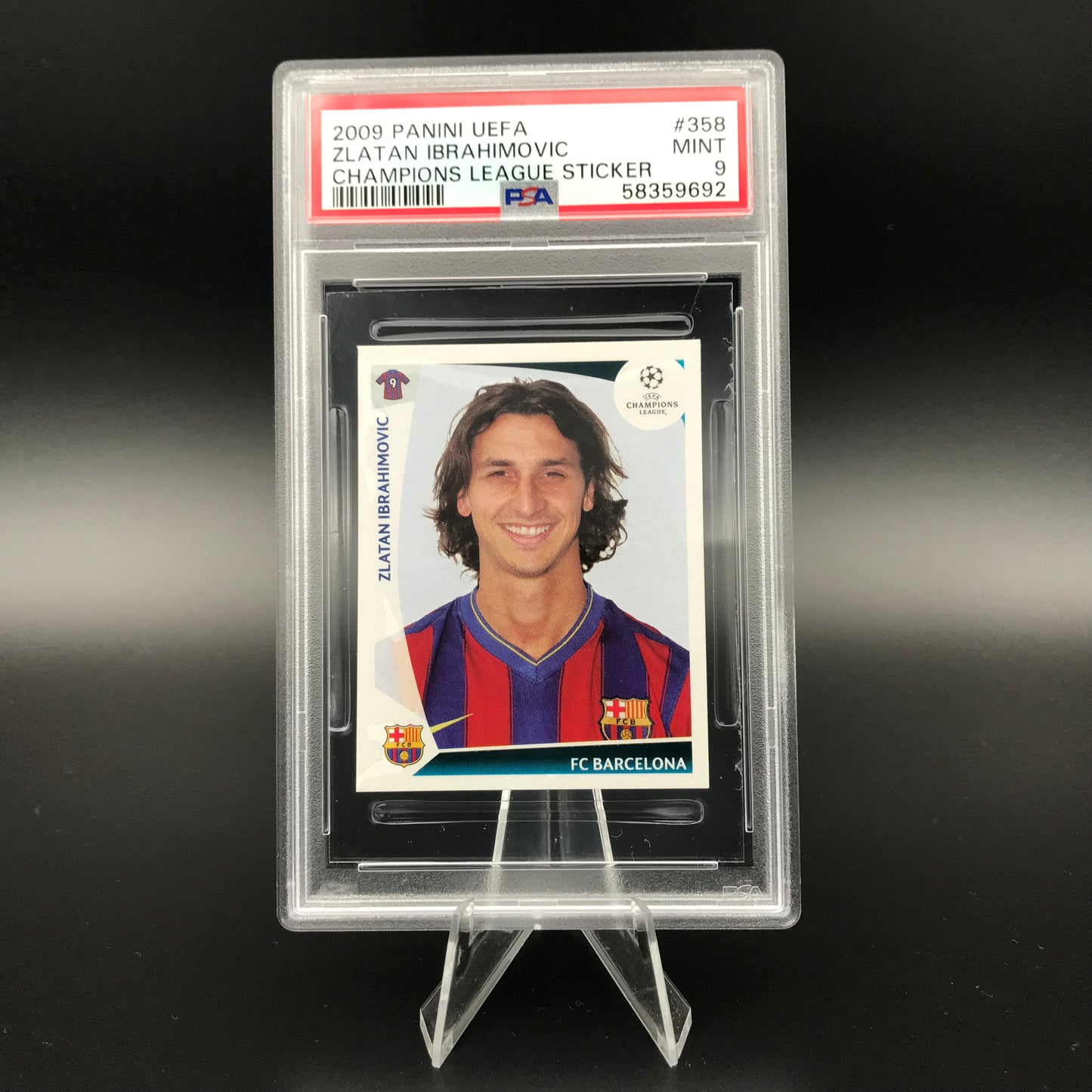 Zlatan Ibrahimovic Panini Ligue des Champions 2009 #358 Autocollant PSA 9