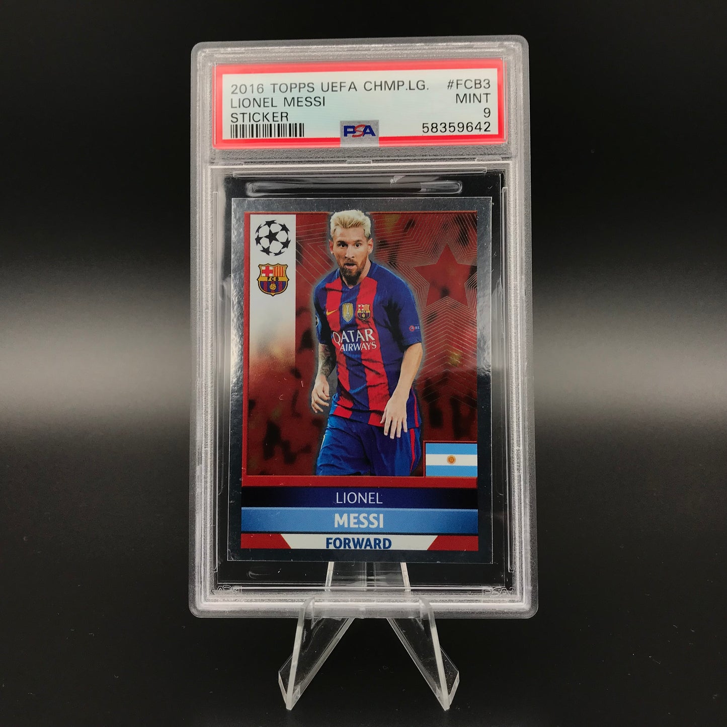 Lionel Messi Topps Ligue des Champions 2016 #FCB3 Autocollant PSA 9