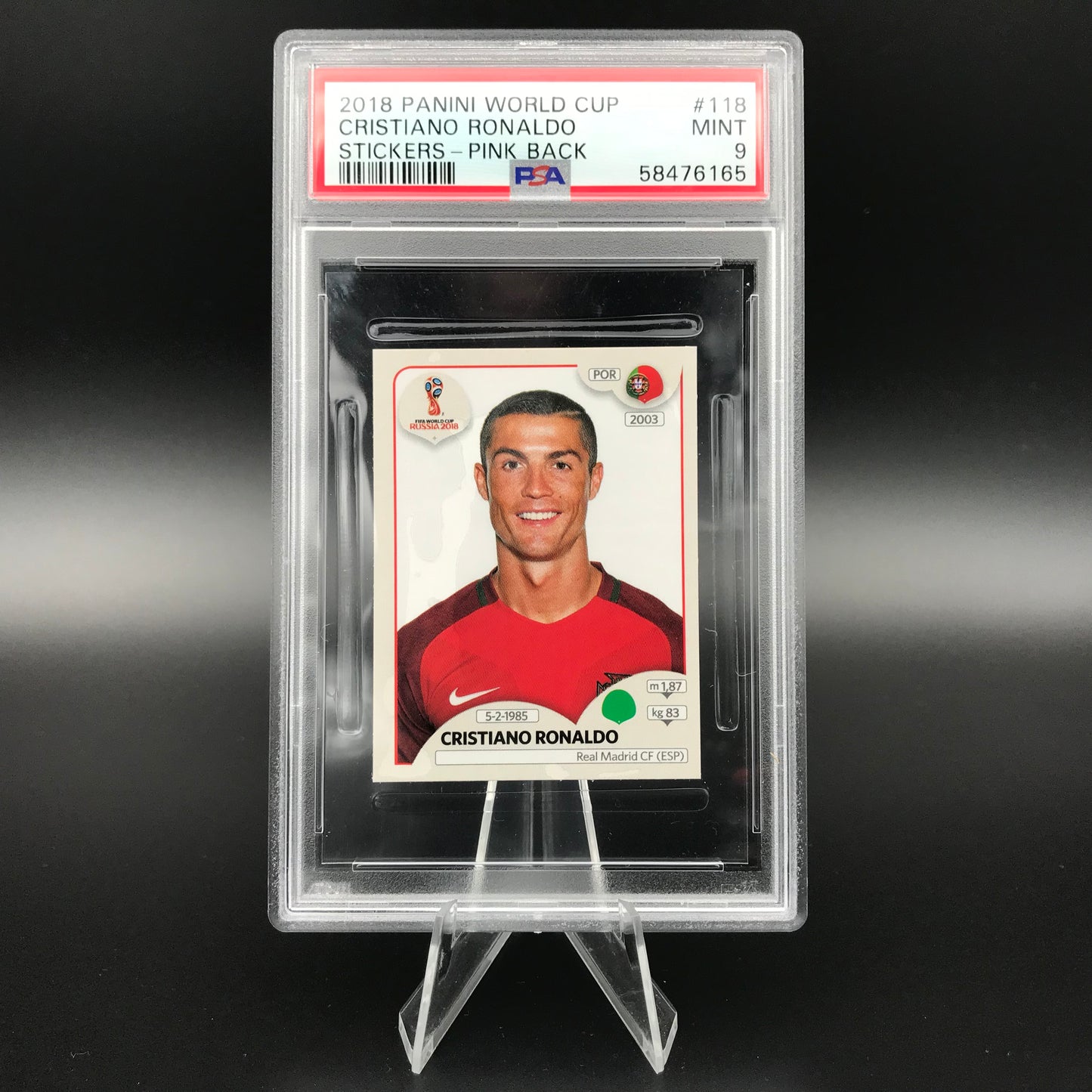 Cristiano Ronaldo Panini Coupe du Monde 2018 #118 Autocollant PSA 9