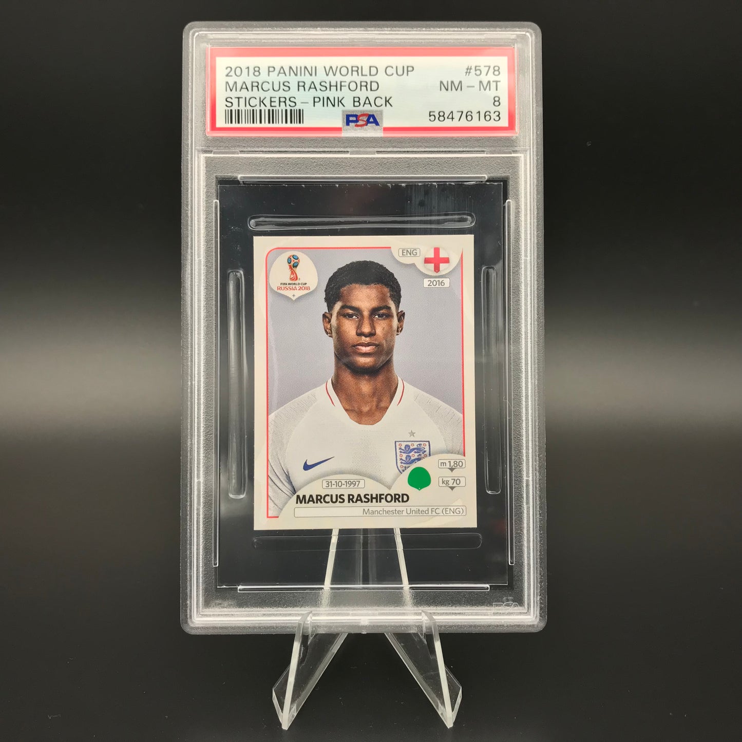 Marcus Rashford Panini Coupe du Monde 2018 #578 Autocollant PSA 8