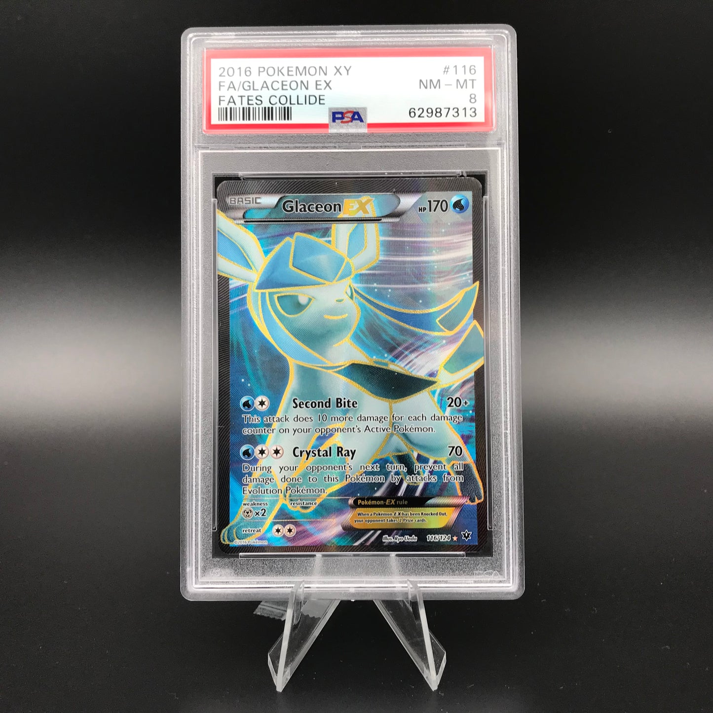 Glaceon EX Fullart XY Fates Collide PSA 8