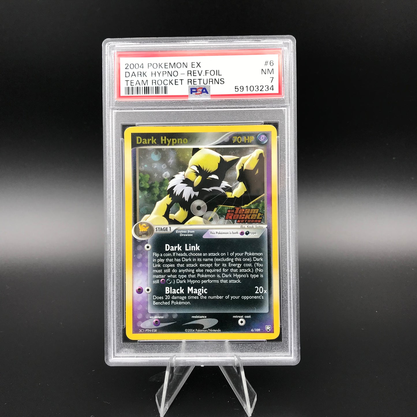 Dark Hypno holo inversé Team Rocket Returns PSA 7